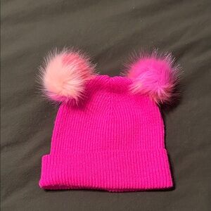 Crewcuts Vibrant Pink Kids Beanie with Pom-Poms